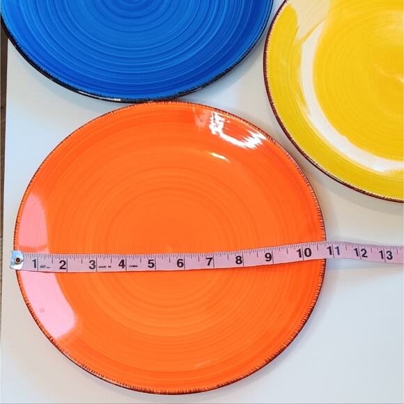 Vancasso Multicolored Stoneware Fiesta Round Dinner Plates Set of 4 - Picture 7 of 13